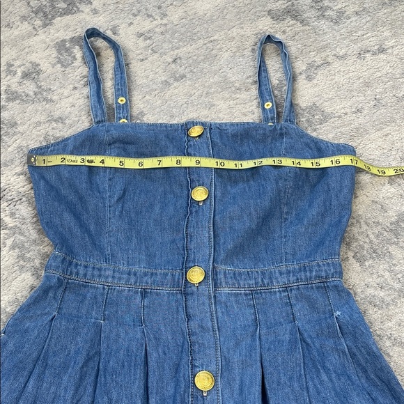 New L’Agence Denim Pleated Esmeralda Dress Button Front Blue Jean Stokes Sz 6 - Picture 10 of 16